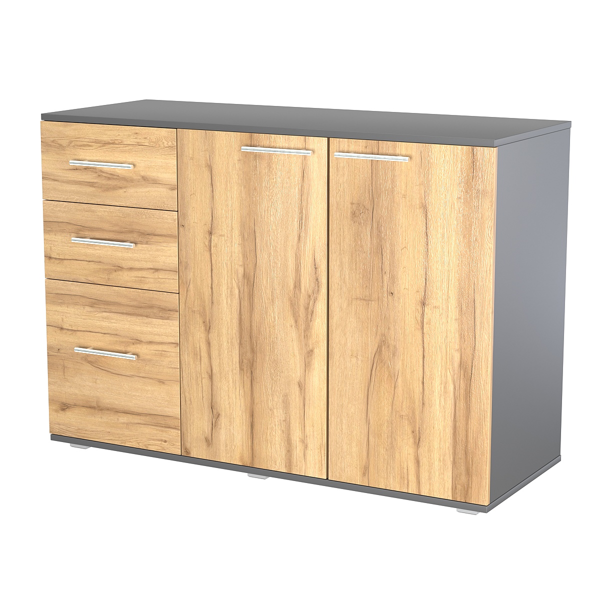 Комод ВЕКТОР КВ-06 Темно-серый и Дуб Золотистый