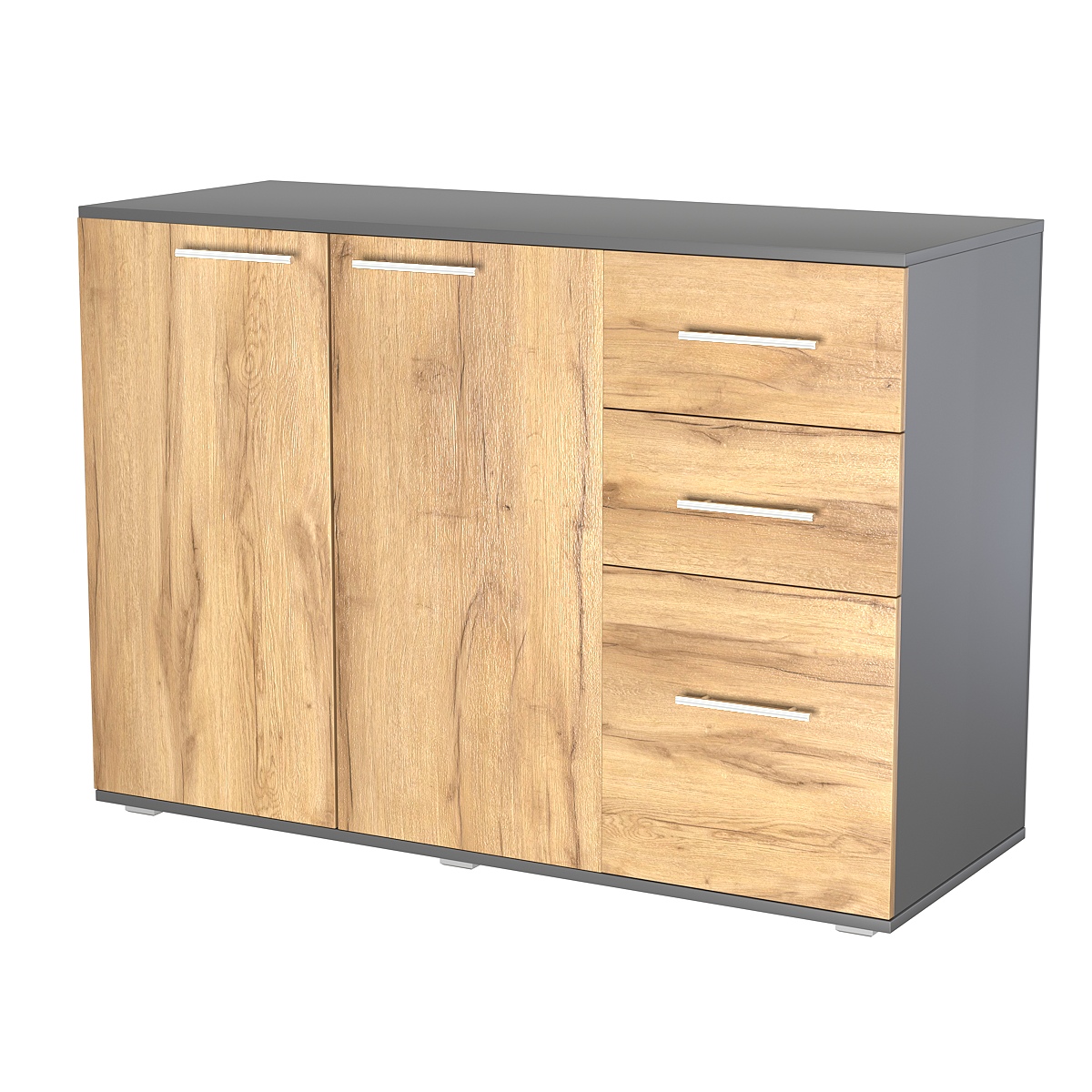 Комод ВЕКТОР КВ-07 Темно-Серый  + Дуб Золотистый