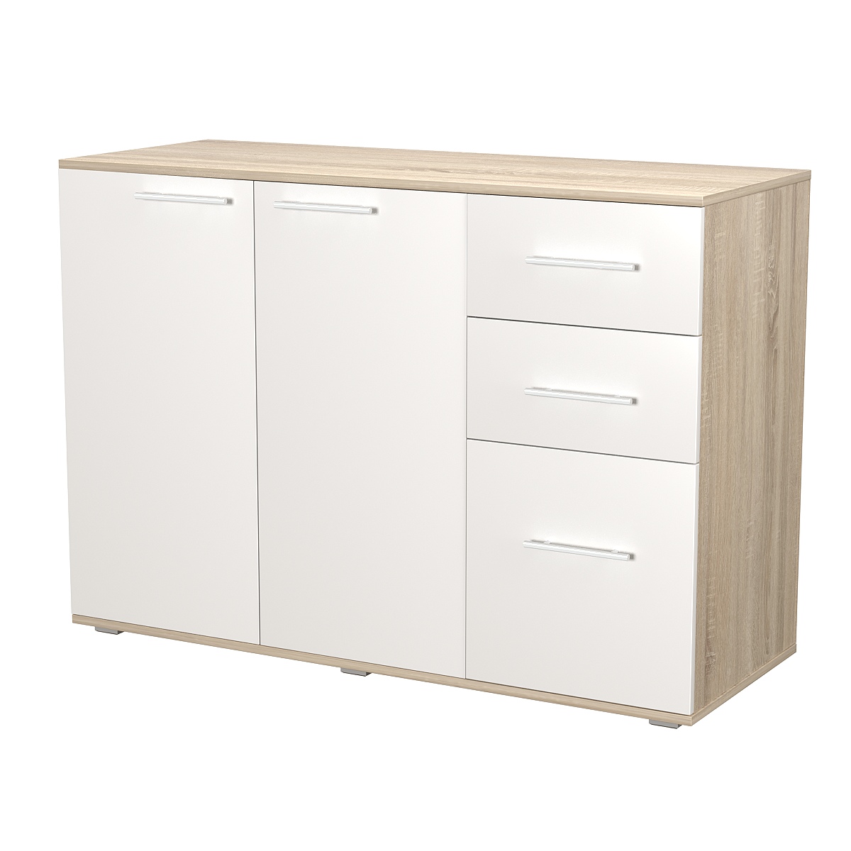 Комод ВЕКТОР КВ-07 Дуб Сонома + Белый