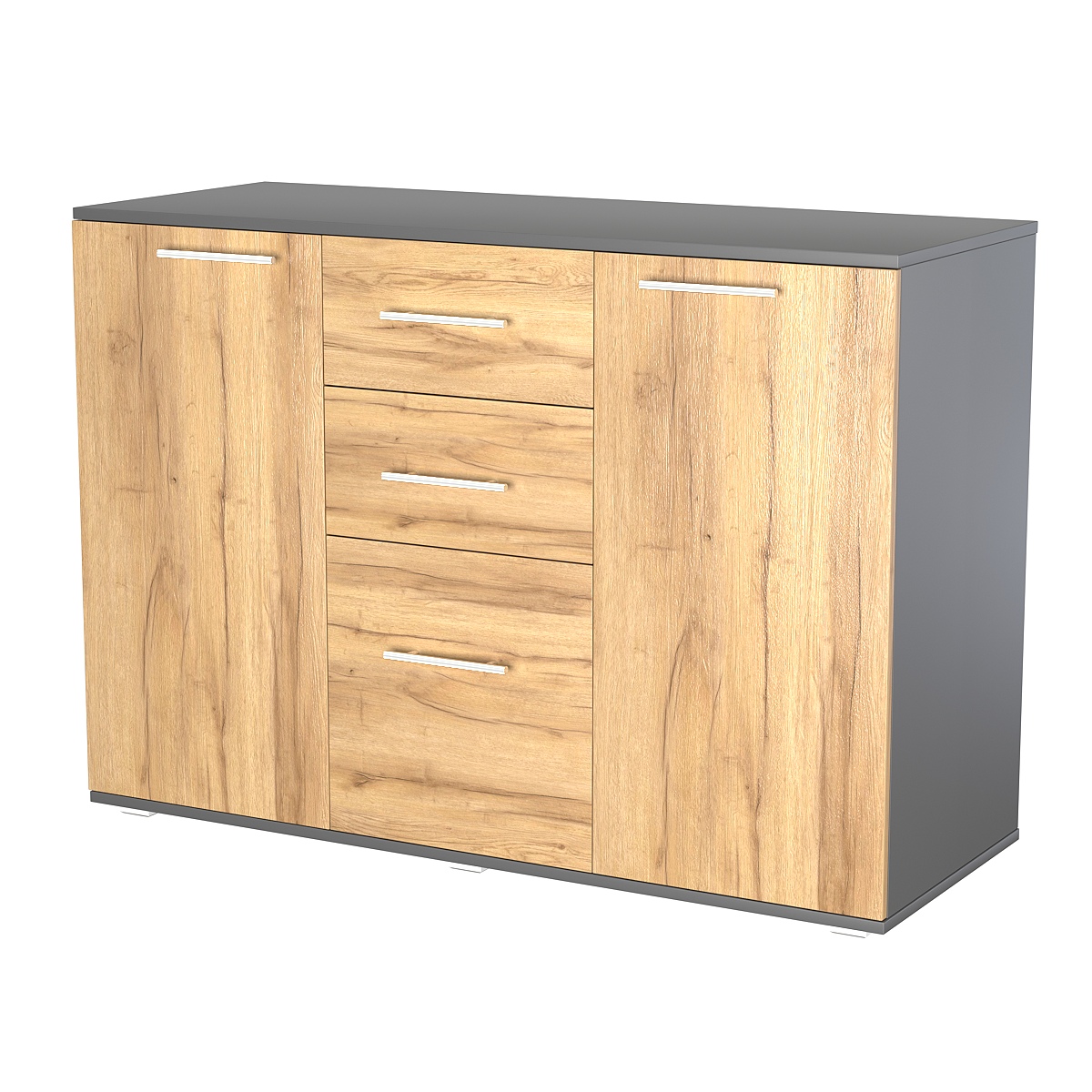 Комод ВЕКТОР КВ-08 Темно-Серый  + Дуб Золотистый