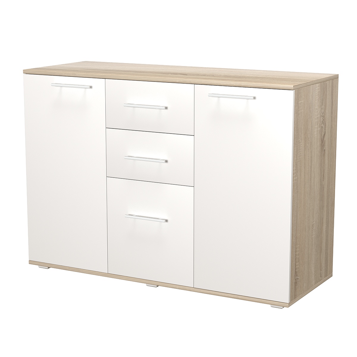 Комод ВЕКТОР КВ-08 Дуб Сонома + Белый