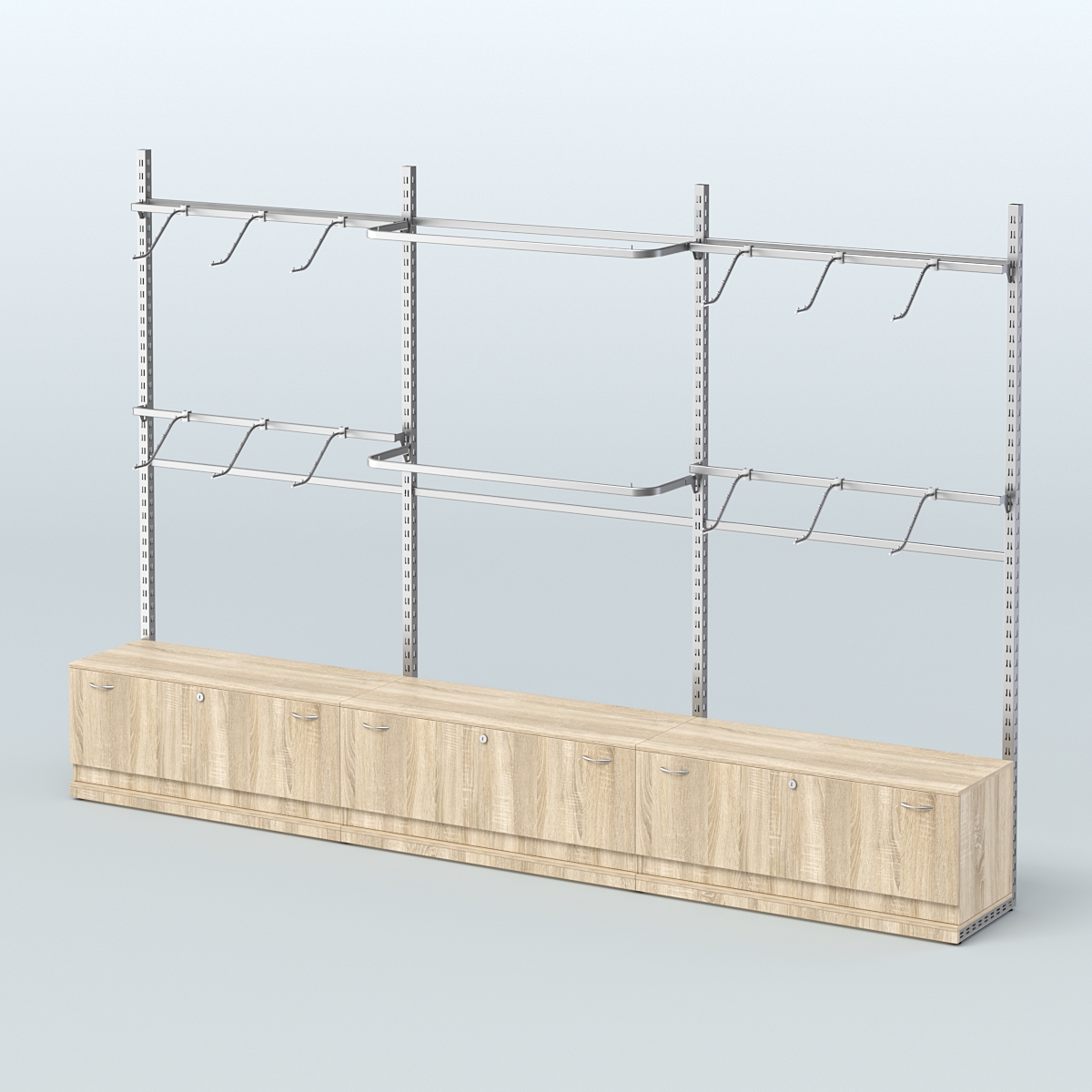 Система ЭЛЕГАНТ пристенная без ДСП №2 с тумбами Т-11 (3600 мм) Дуб сонома