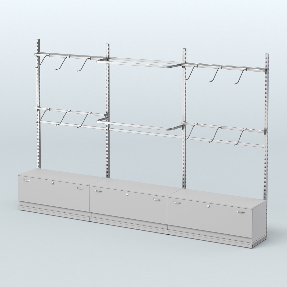 Система ЭЛЕГАНТ пристенная без ДСП №2 с тумбами Т-11 (3600 мм) Серый