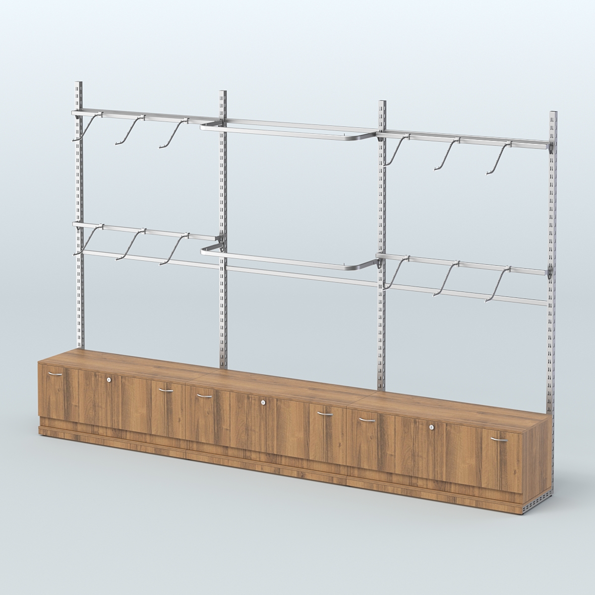 Система ЭЛЕГАНТ пристенная без ДСП №2 с тумбами Т-11 (3600 мм) Орех