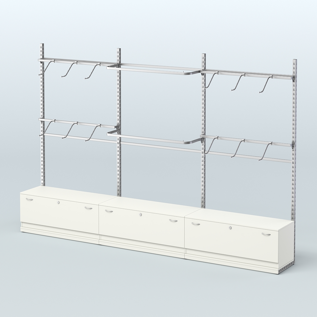 Система ЭЛЕГАНТ пристенная без ДСП №2 с тумбами Т-11 (3600 мм) Белый