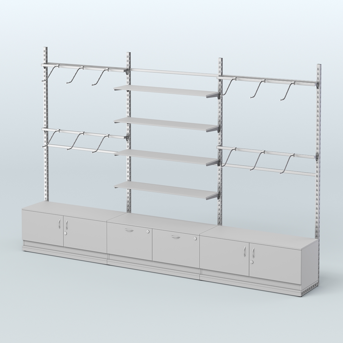 Система ЭЛЕГАНТ пристенная без ДСП №3 с тумбами Т-15 и Т-21 (3600 мм) Серый