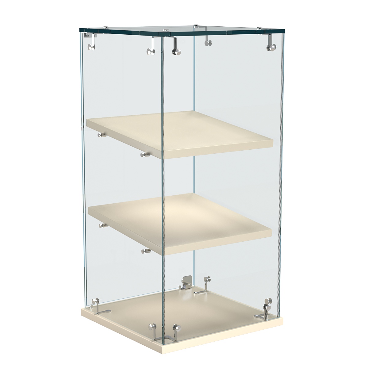 Витрина Истра настольная №21-ДН с наклонными полками из ДСП Крем Вайс