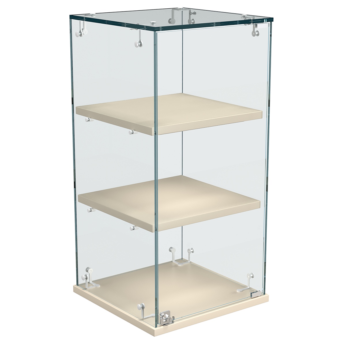 Витрина Истра настольная №21-ДП с прямыми полками из ДСП Крем Вайс