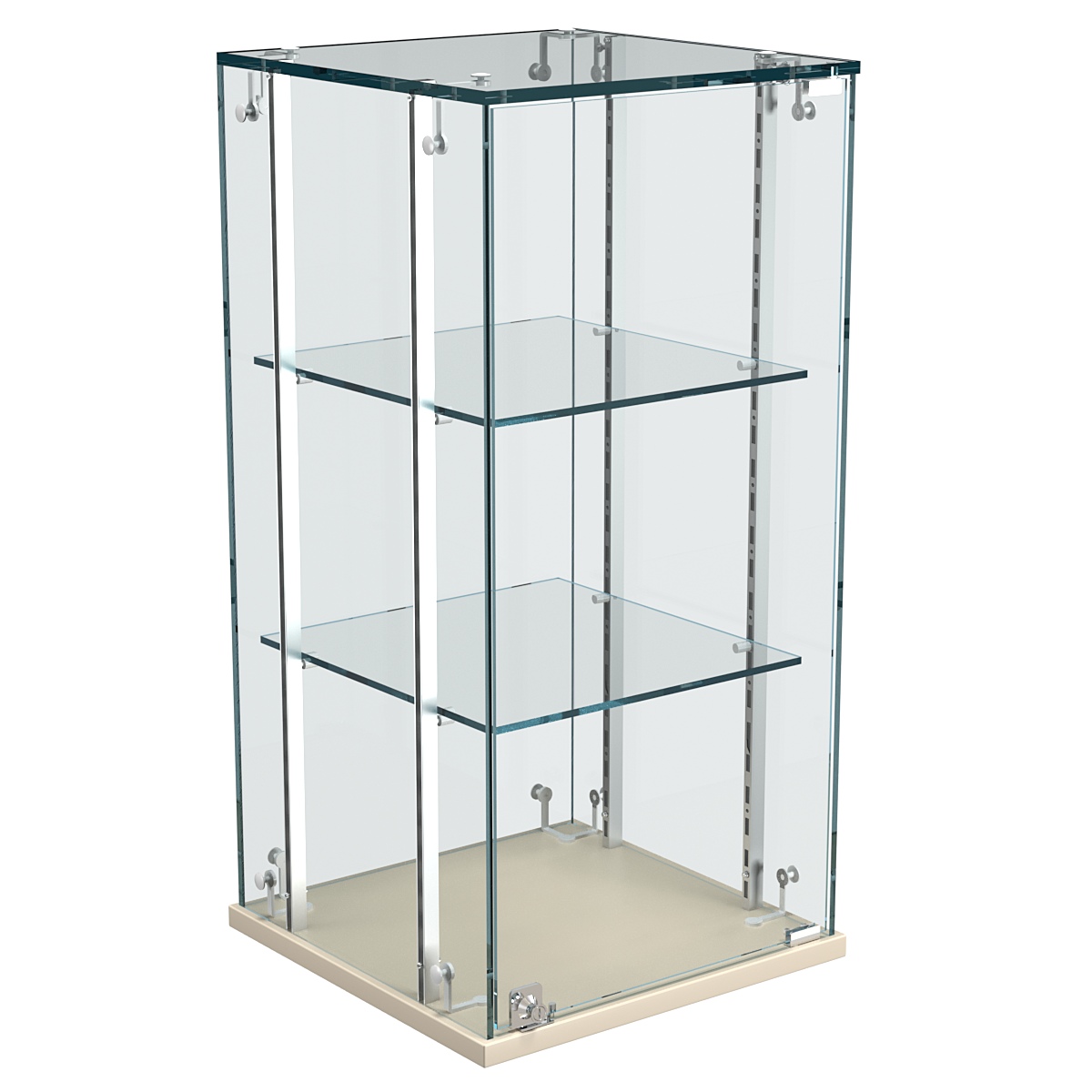 Витрина Истра настольная №21-РЕГ с регулировочными стеклянными полками Крем Вайс