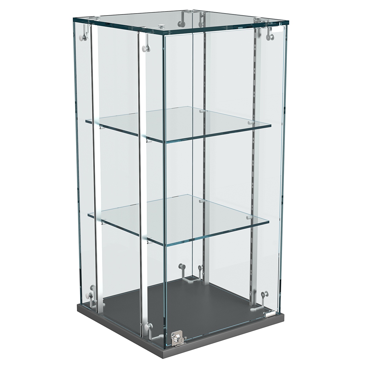 Витрина Истра настольная №21-РЕГ с регулировочными стеклянными полками Темно-Серый