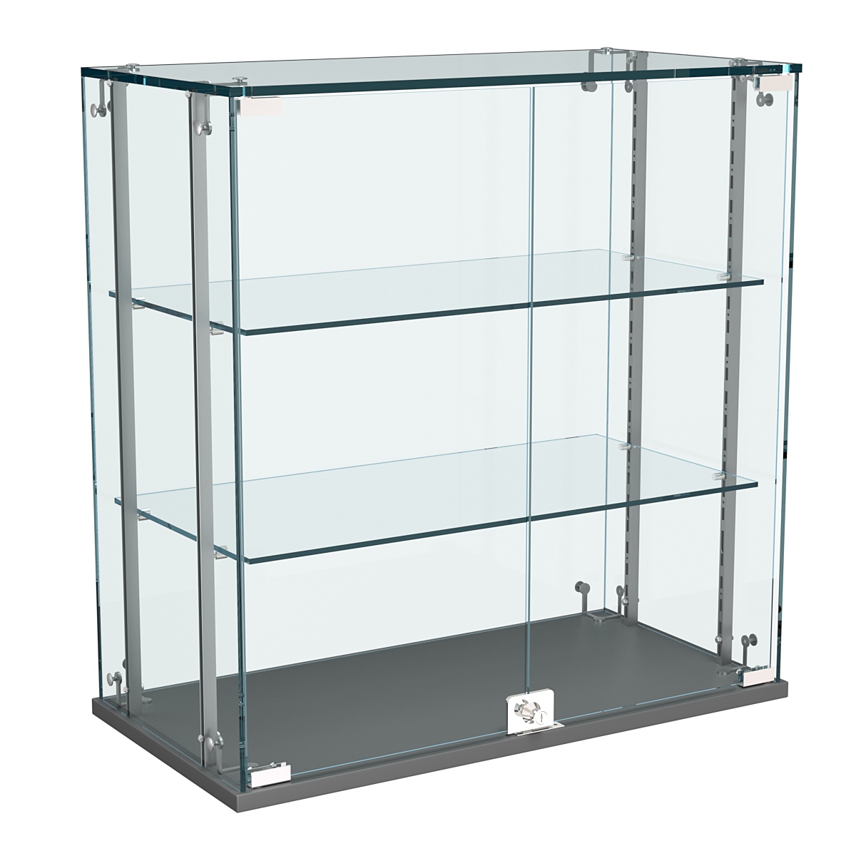 Витрина Истра настольная №20-РЕГ с регулировочными стеклянными полками Темно-Серый