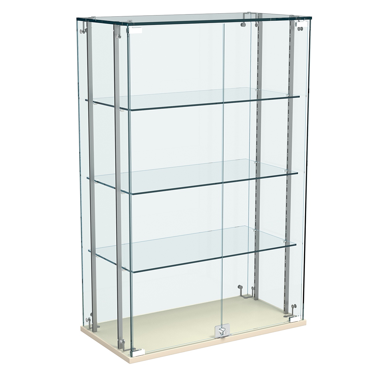 Витрина Истра настольная №22-РЕГ с регулировочными стеклянными полками Крем Вайс