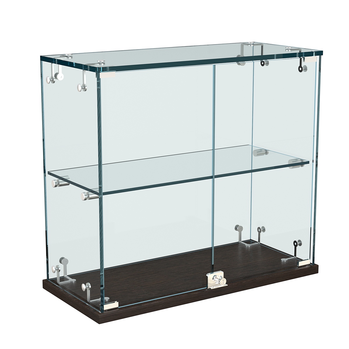 Витрина Истра настольная мини №4-2 с одной полкой и распашными дверками Дуб Венге