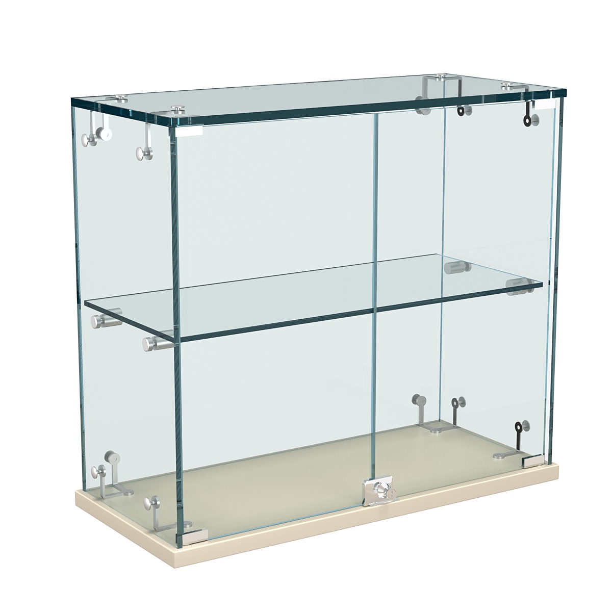 Витрина Истра настольная мини №4-2 с одной полкой и распашными дверками Крем Вайс