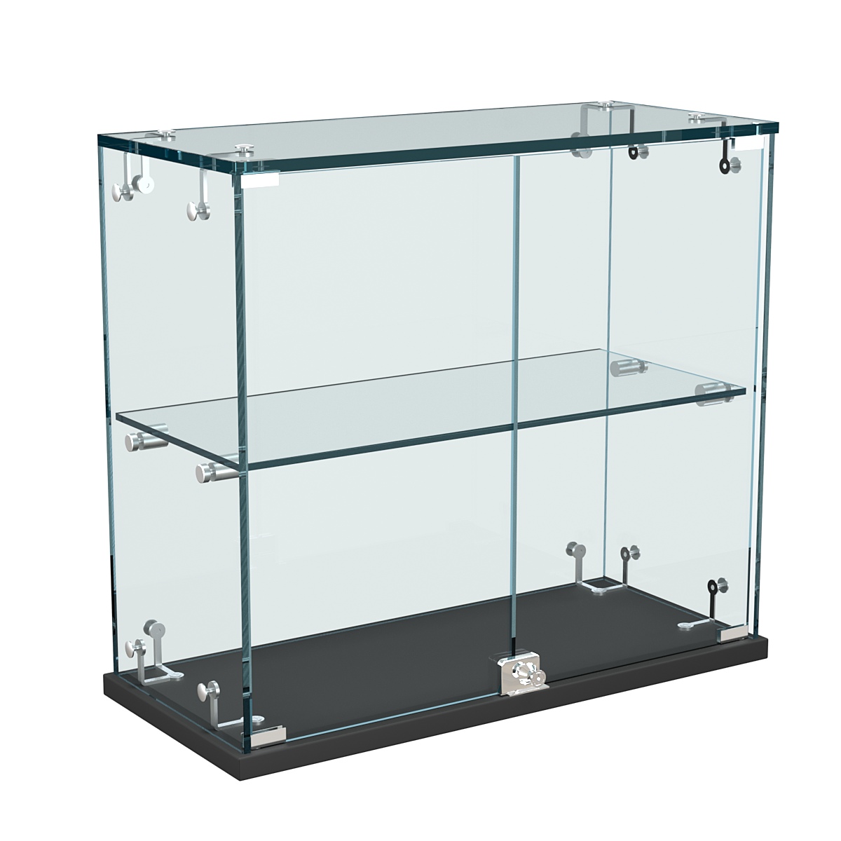 Витрина Истра настольная мини №4-2 с одной полкой и распашными дверками Черный