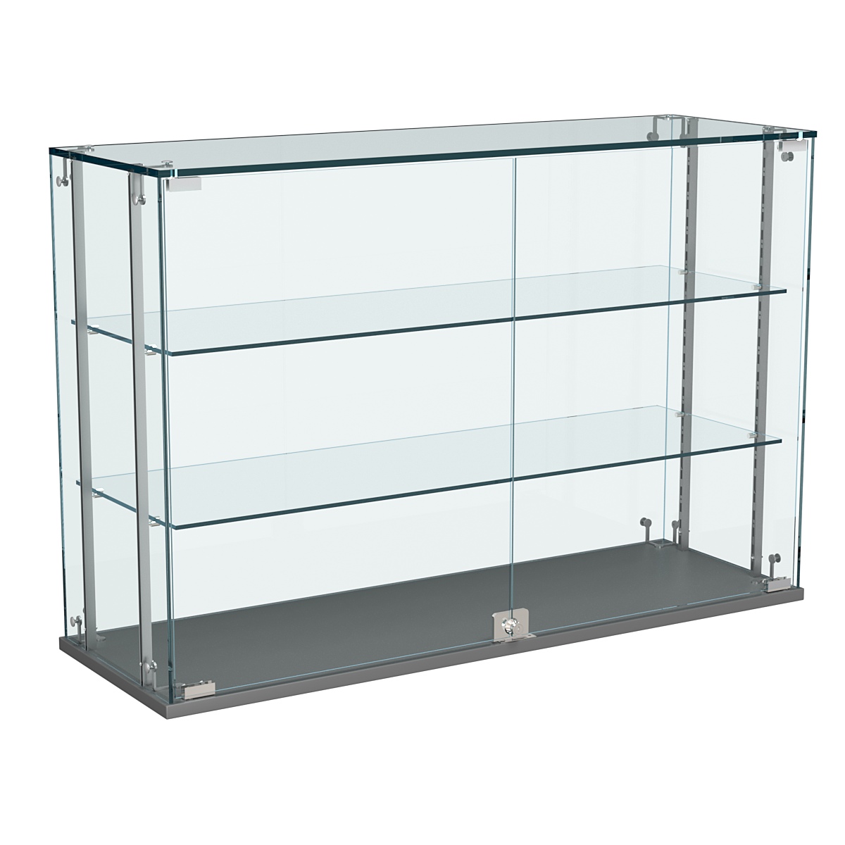 Витрина Истра настольная №29-РЕГ с регулировочными стеклянными полками Темно-Серый