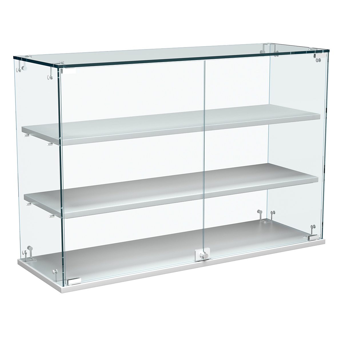 Витрина Истра настольная №29-ДП с прямыми полками из ДСП Серый