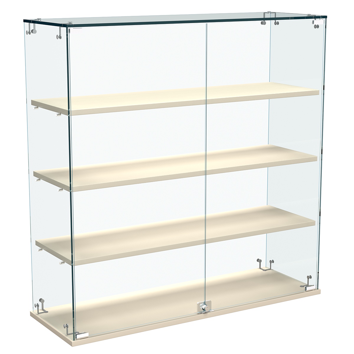 Витрина Истра настольная №31-ДП с прямыми полками из ДСП Крем Вайс