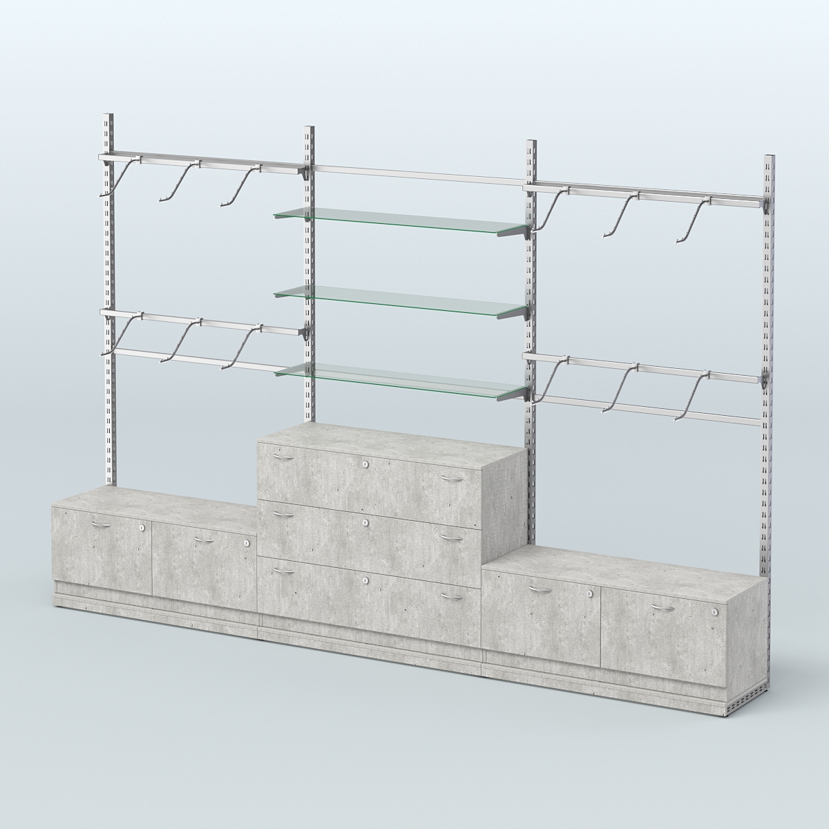 Система ЭЛЕГАНТ пристенная без ДСП №4 с тумбами Т-15 и Т-13 (3600 мм) Метрополитан Грей