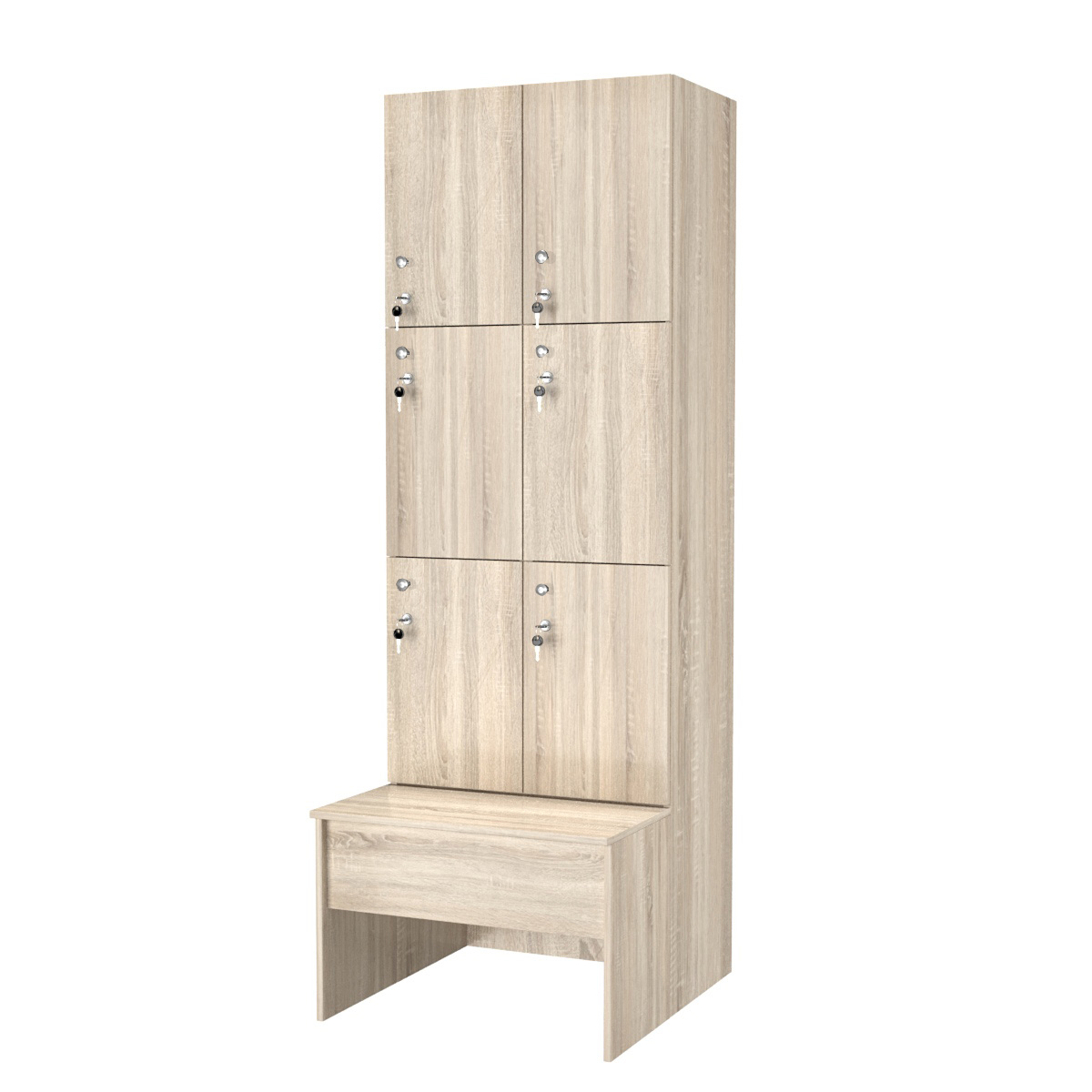 Шкаф для раздевалок со скамейкой КОМБО-Трио №2-1 Дуб Сонома