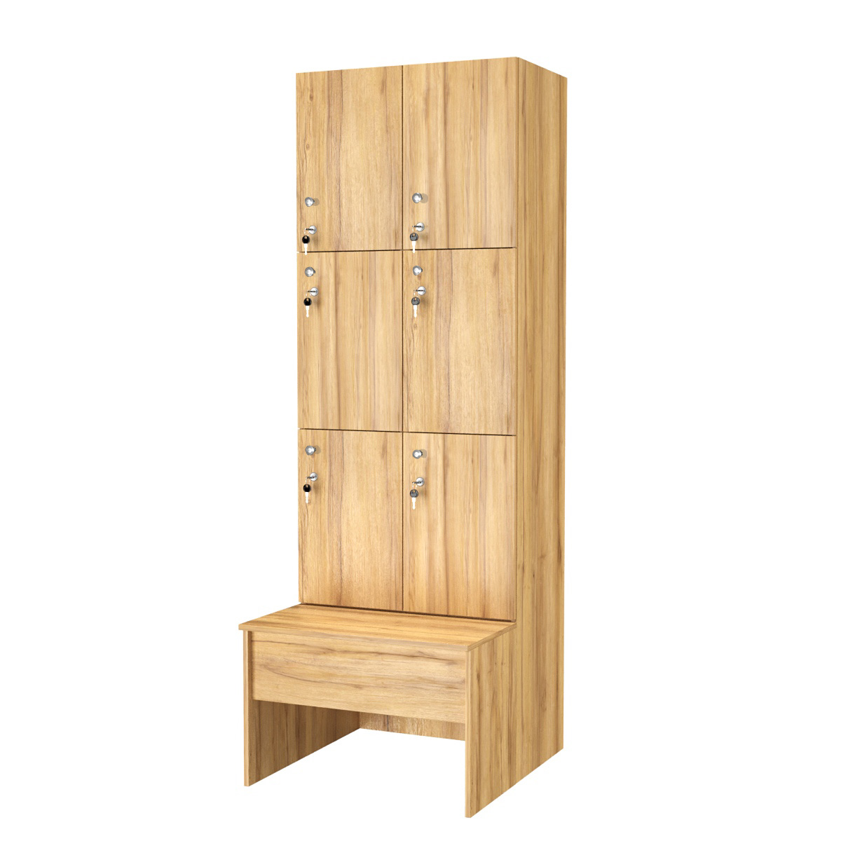 Шкаф для раздевалок со скамейкой КОМБО-Трио №2-1 Дуб Золотистый