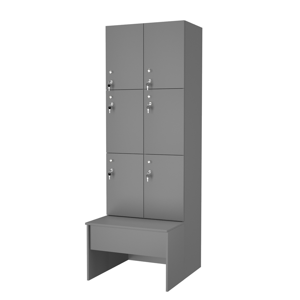 Шкаф для раздевалок со скамейкой КОМБО-Трио №2-1 Темно-Серый