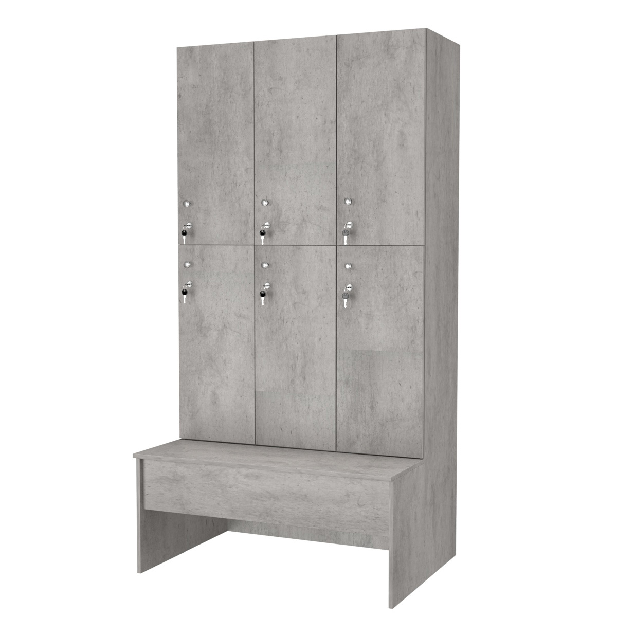 Шкаф для раздевалок со скамейкой КОМБО-Дуо №3-1 Бетон Чикаго светло-серый F186 ST9