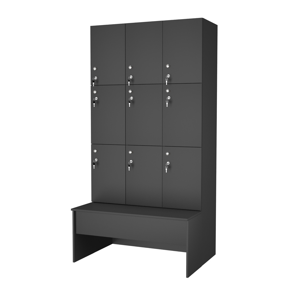 Шкаф для раздевалок со скамейкой КОМБО-Трио №3-1 Черный