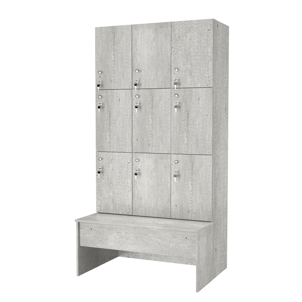 Шкаф для раздевалок со скамейкой КОМБО-Трио №3-1 Метрополитан Грей