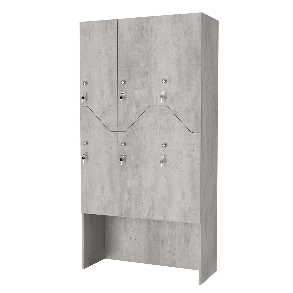 Шкаф для раздевалок СТАНДАРТ-Элегия №3-3А Бетон Чикаго светло-серый F186 ST9