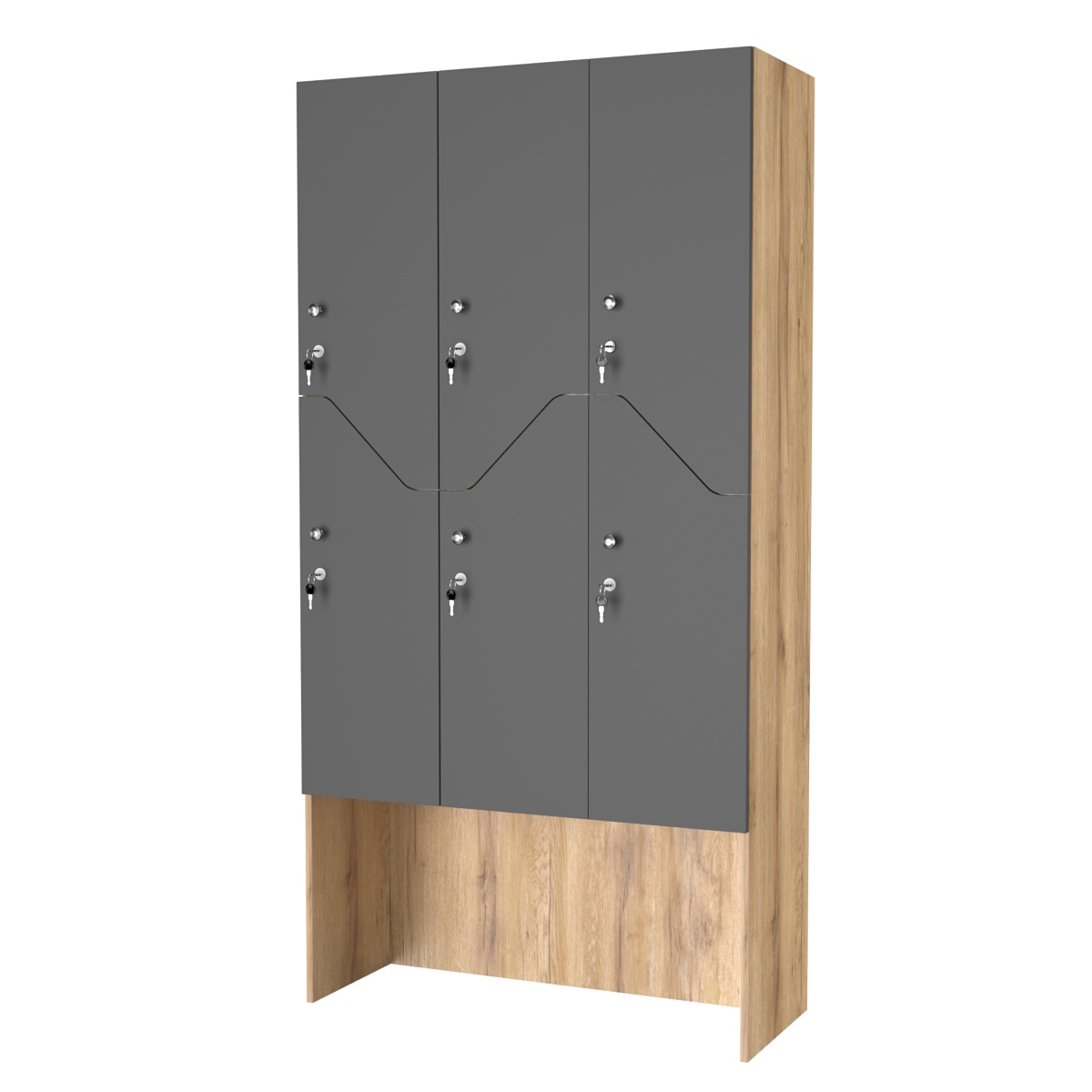 Шкаф для раздевалок СТАНДАРТ-Элегия №3-3А Дуб Золотистый и Темно-Серый