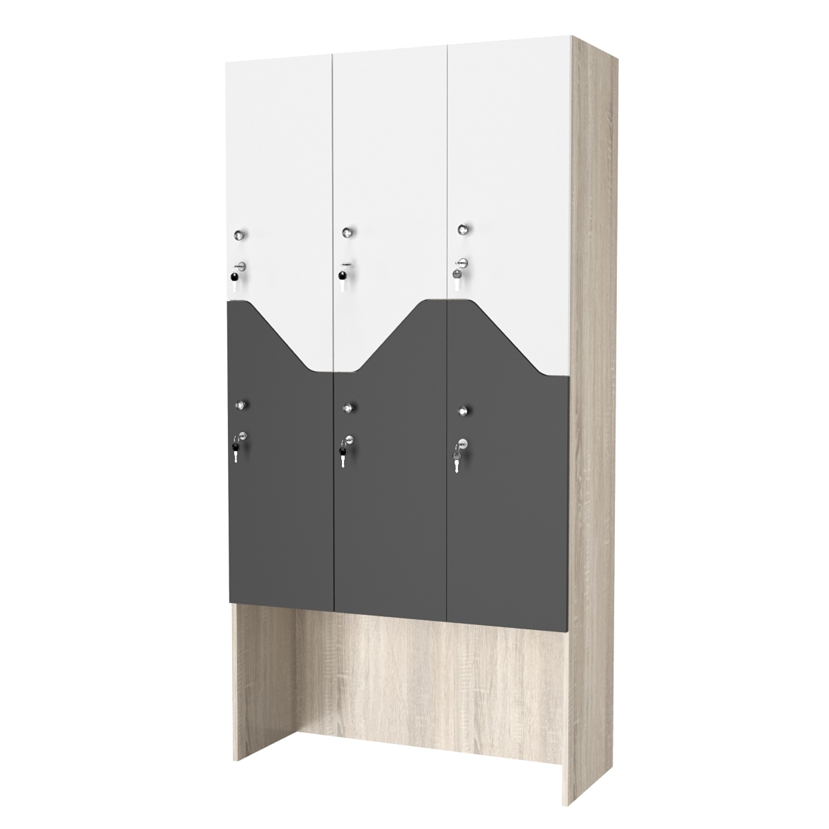 Шкаф для раздевалок СТАНДАРТ-Элегия №3-3А Дуб сонома,Черный, Белый