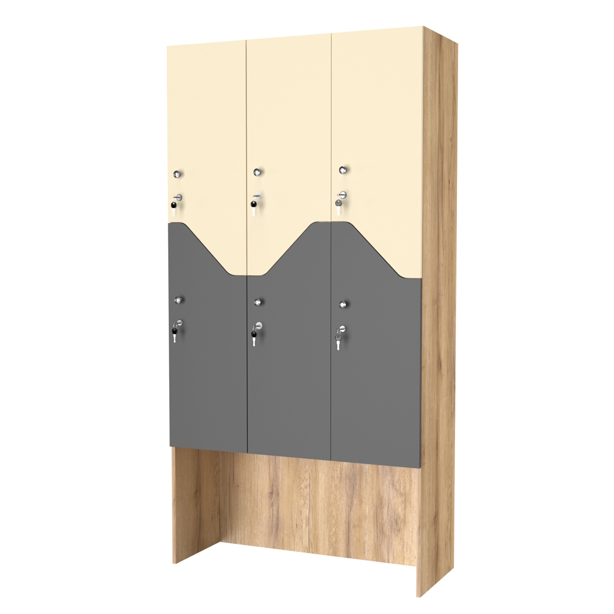 Шкаф для раздевалок СТАНДАРТ-Элегия №3-3А Дуб Золотистый + Темно-серый + Крем Вайс