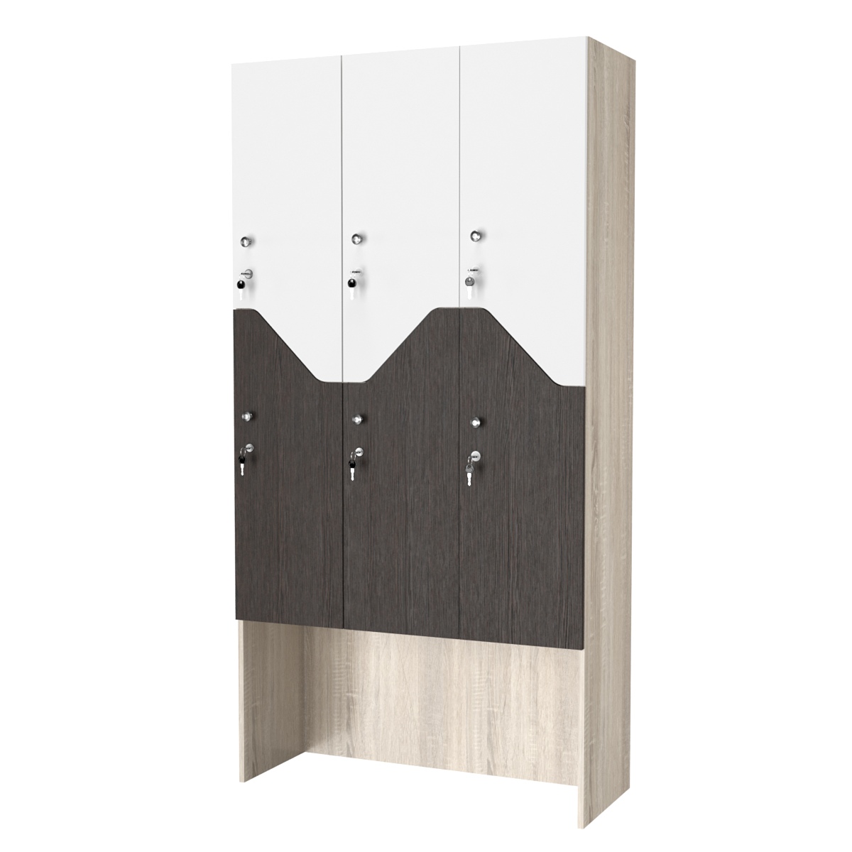 Шкаф для раздевалок СТАНДАРТ-Элегия №3-3А Дуб сонома + Дуб Венге + Белый
