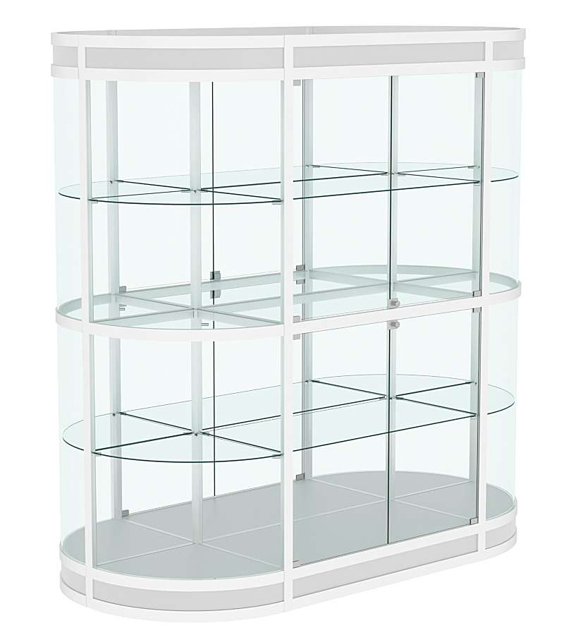 Витрина из профиля островная прозрачная с подсветкой и секторами №3 Серый