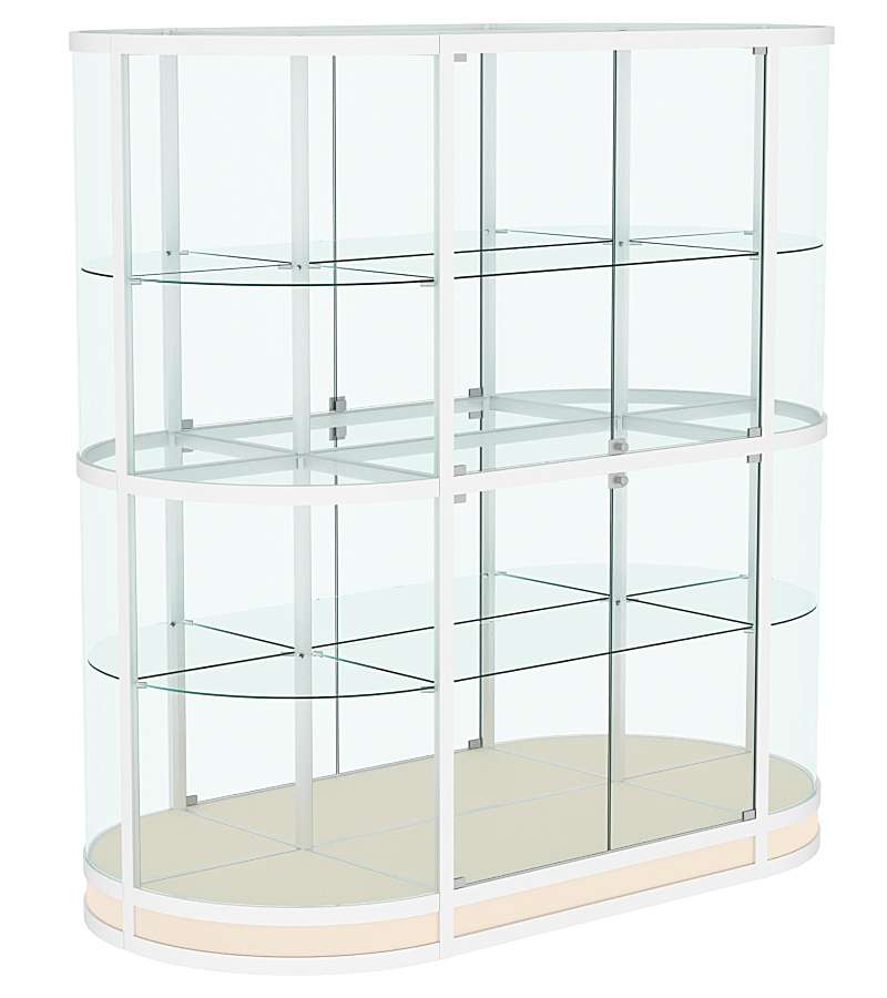 Витрина из профиля островная с прозрачным верхом и секторами №4 Крем Вайс