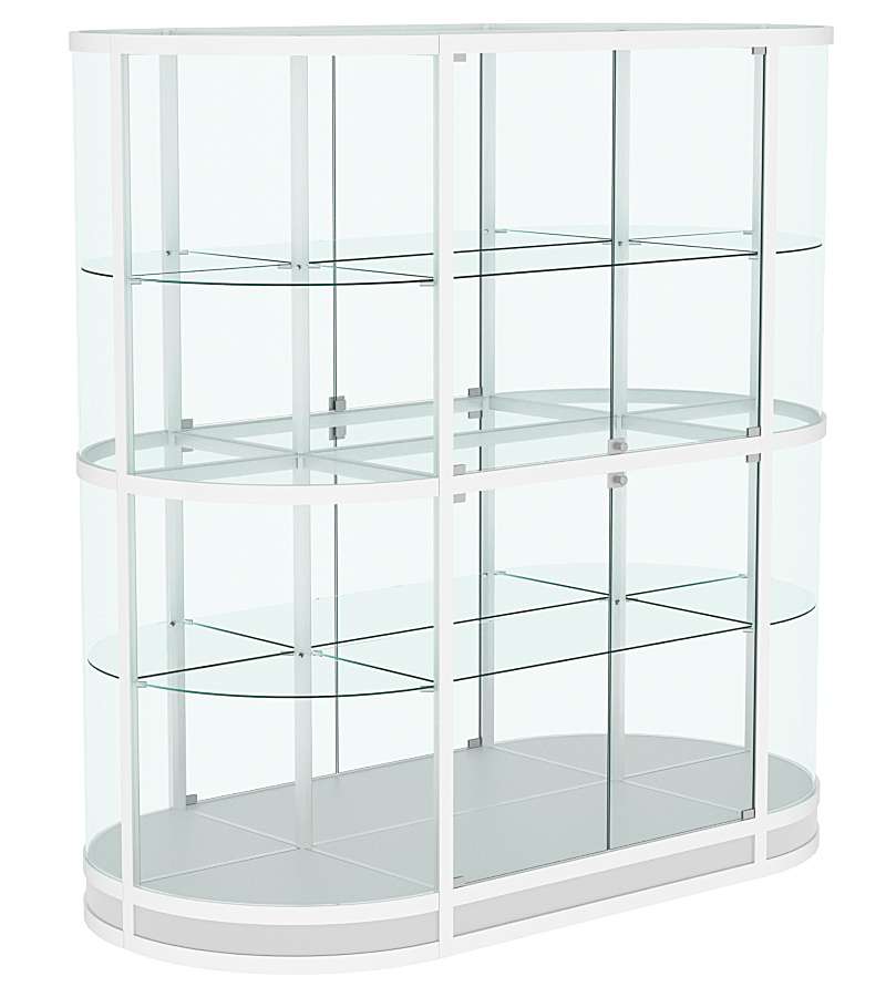 Витрина из профиля островная с прозрачным верхом и секторами №4 Серый