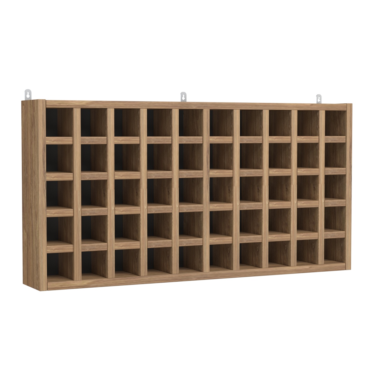 Ключница мини на 50 ячеек для ключей, браслетов и карт, ячейки 60х60мм Дуб Канзас коричневый