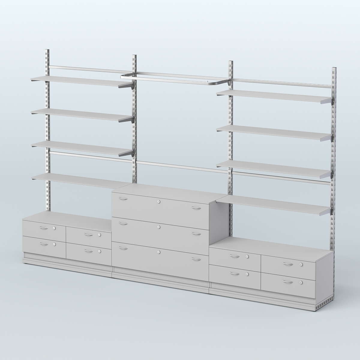 Система ЭЛЕГАНТ пристенная без ДСП №5 с тумбами Т-14 и Т-13 (3600 мм) Серый