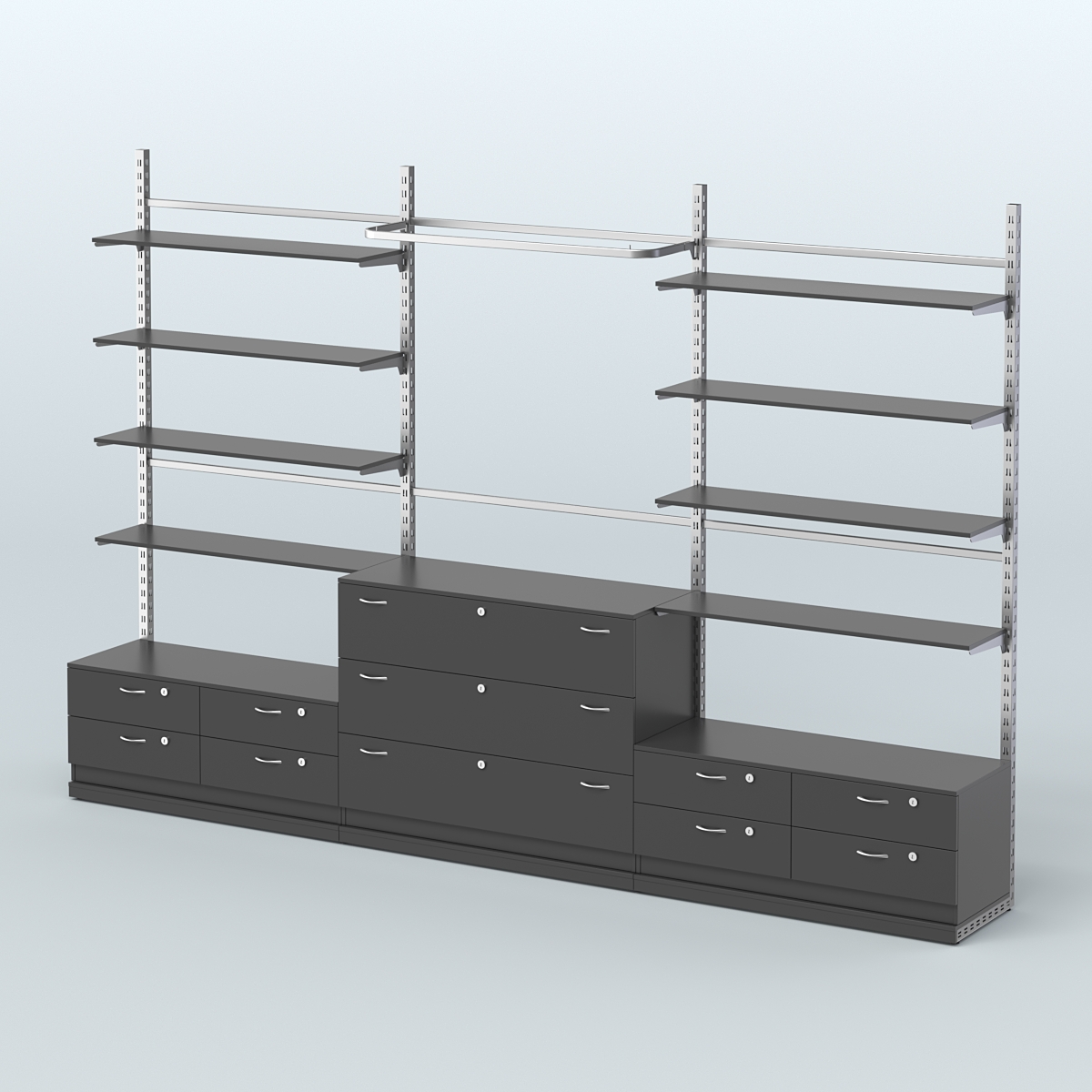 Система ЭЛЕГАНТ пристенная без ДСП №5 с тумбами Т-14 и Т-13 (3600 мм) Черный
