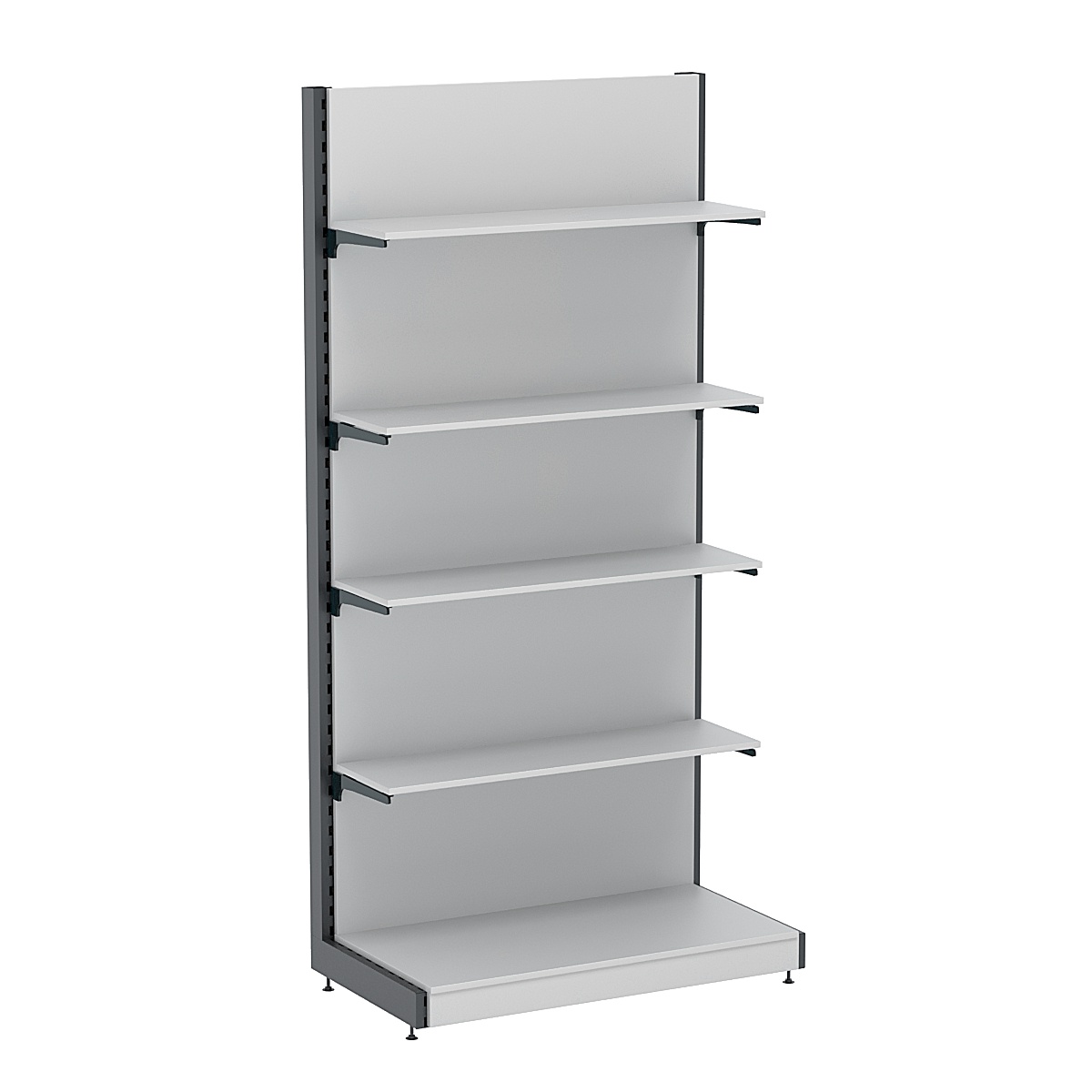 Стеллаж торговый металлический с наполнением из ЛДСП "ГРАФФ" №4-2.15-1Д с полками ЛДСП Серый