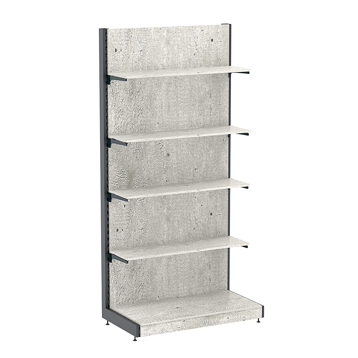 Стеллаж торговый металлический с наполнением из ЛДСП "ГРАФФ" №4-2.15-1Д с полками ЛДСП Метрополитан Грей