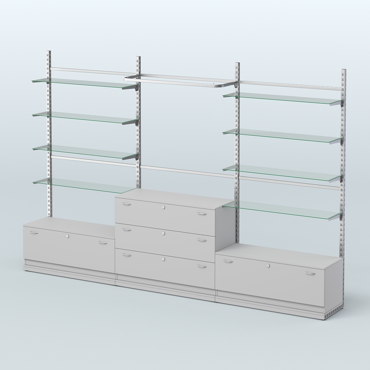 Система ЭЛЕГАНТ пристенная без ДСП №6 с тумбами Т-11 и Т-13 (3600 мм) Серый