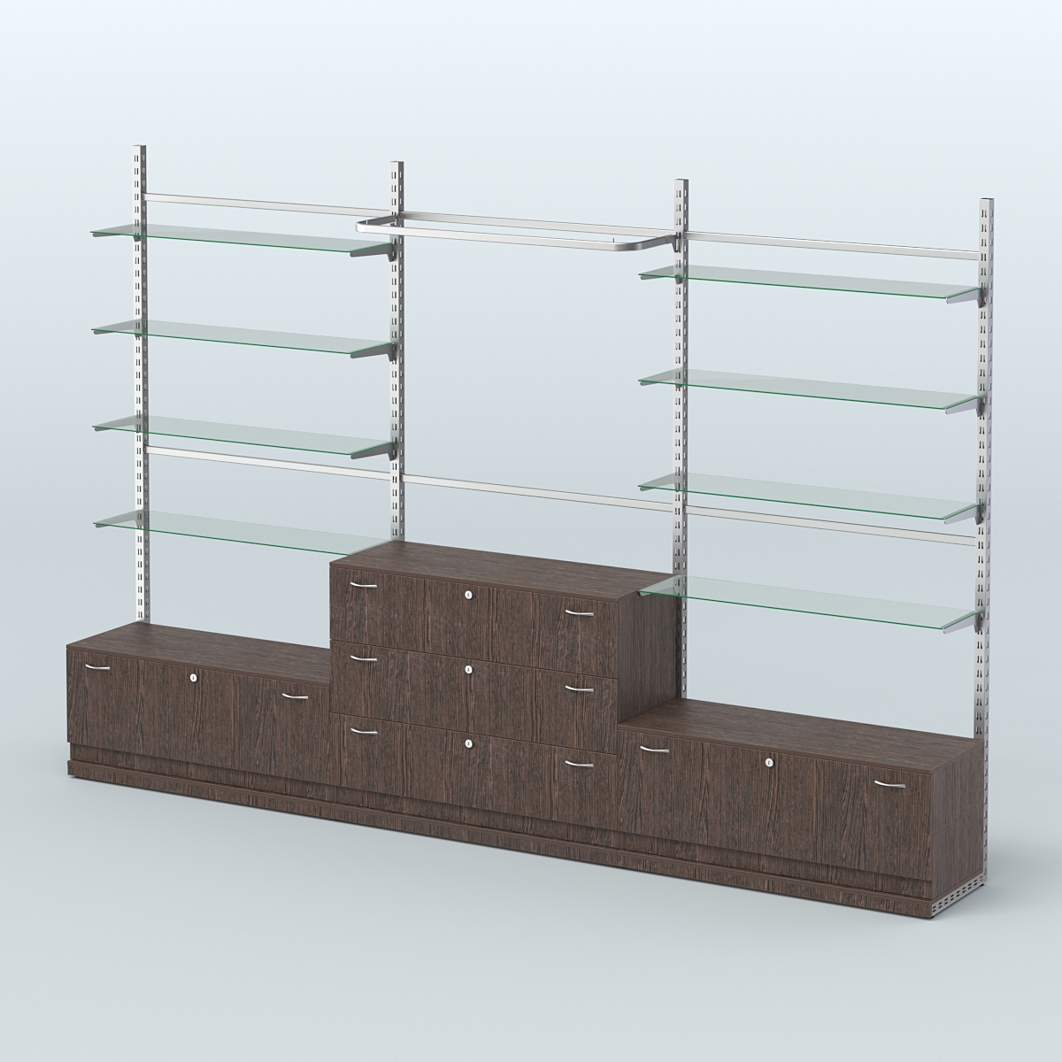 Система ЭЛЕГАНТ пристенная без ДСП №6 с тумбами Т-11 и Т-13 (3600 мм) Дуб Венге