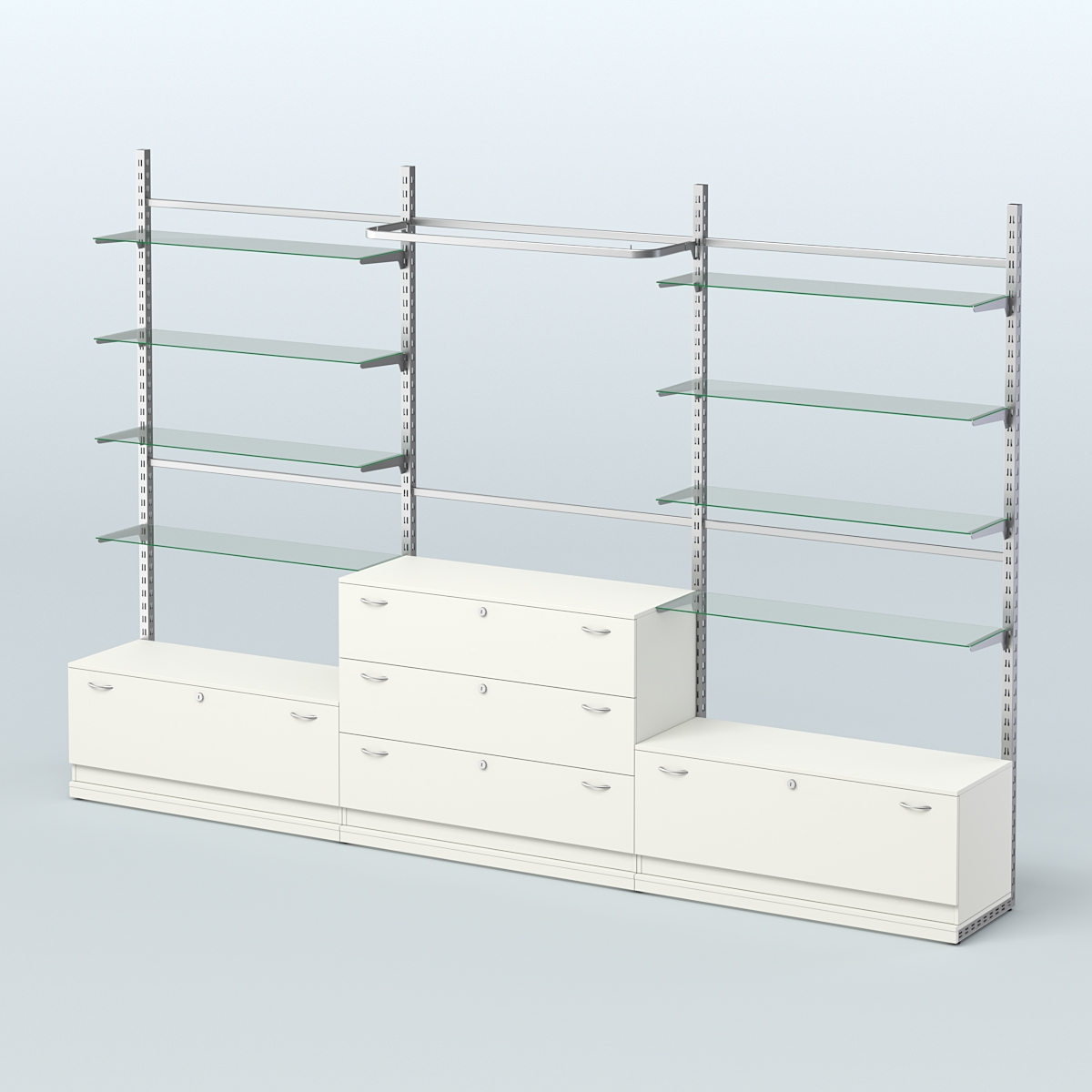 Система ЭЛЕГАНТ пристенная без ДСП №6 с тумбами Т-11 и Т-13 (3600 мм) Белый