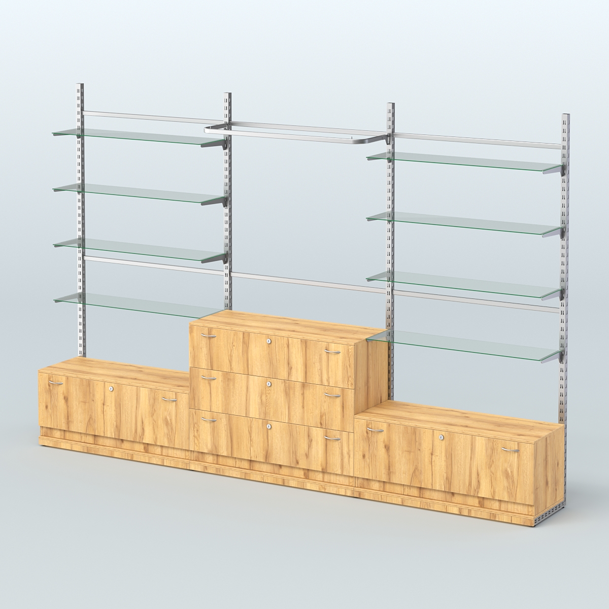 Система ЭЛЕГАНТ пристенная без ДСП №6 с тумбами Т-11 и Т-13 (3600 мм) Дуб Золотистый