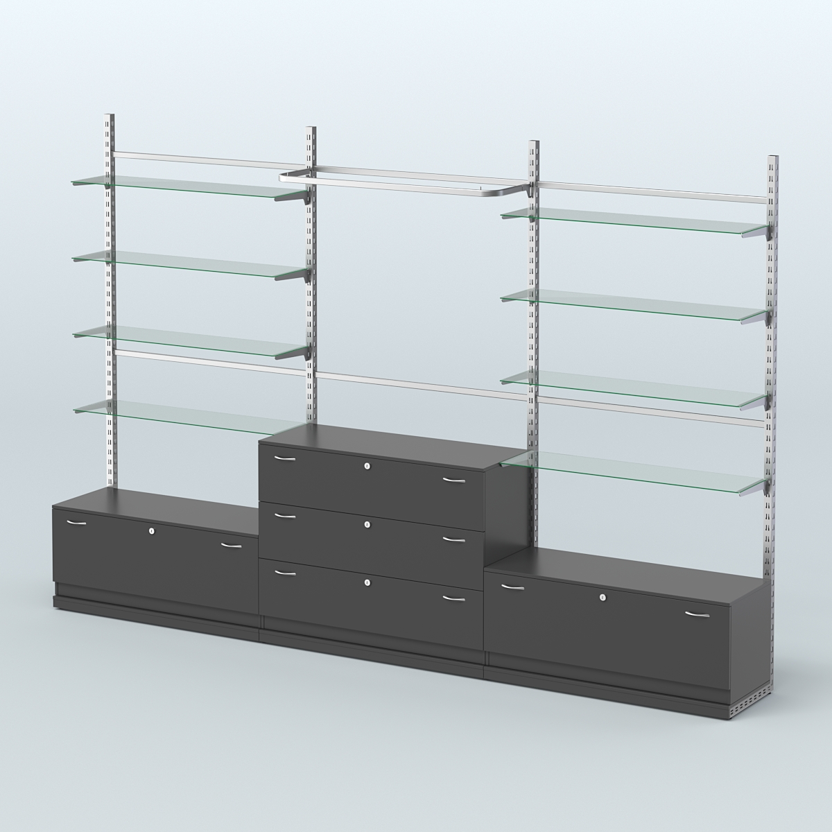 Система ЭЛЕГАНТ пристенная без ДСП №6 с тумбами Т-11 и Т-13 (3600 мм) Черный