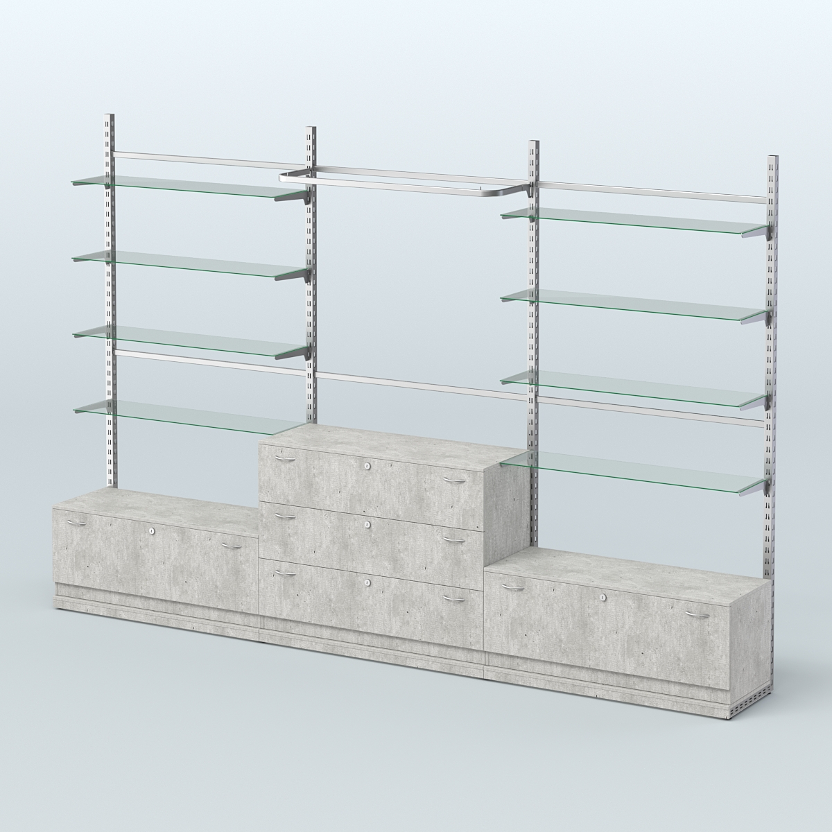Система ЭЛЕГАНТ пристенная без ДСП №6 с тумбами Т-11 и Т-13 (3600 мм) Метрополитан Грей