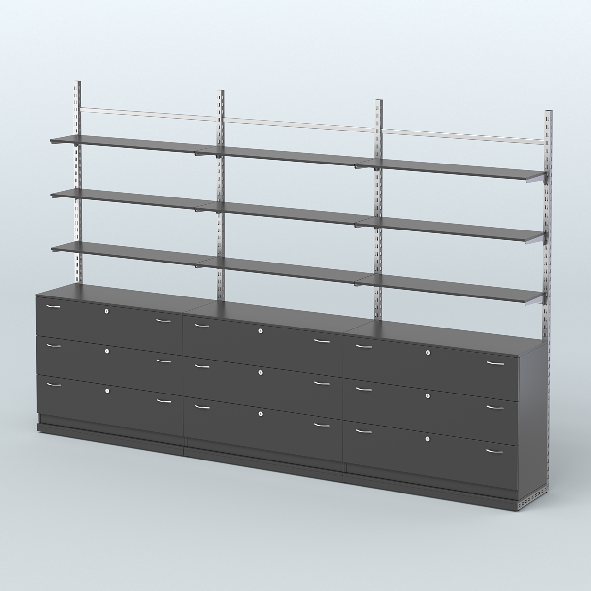 Система ЭЛЕГАНТ пристенная без ДСП №7 с тумбами Т-13 (3600 мм) Черный