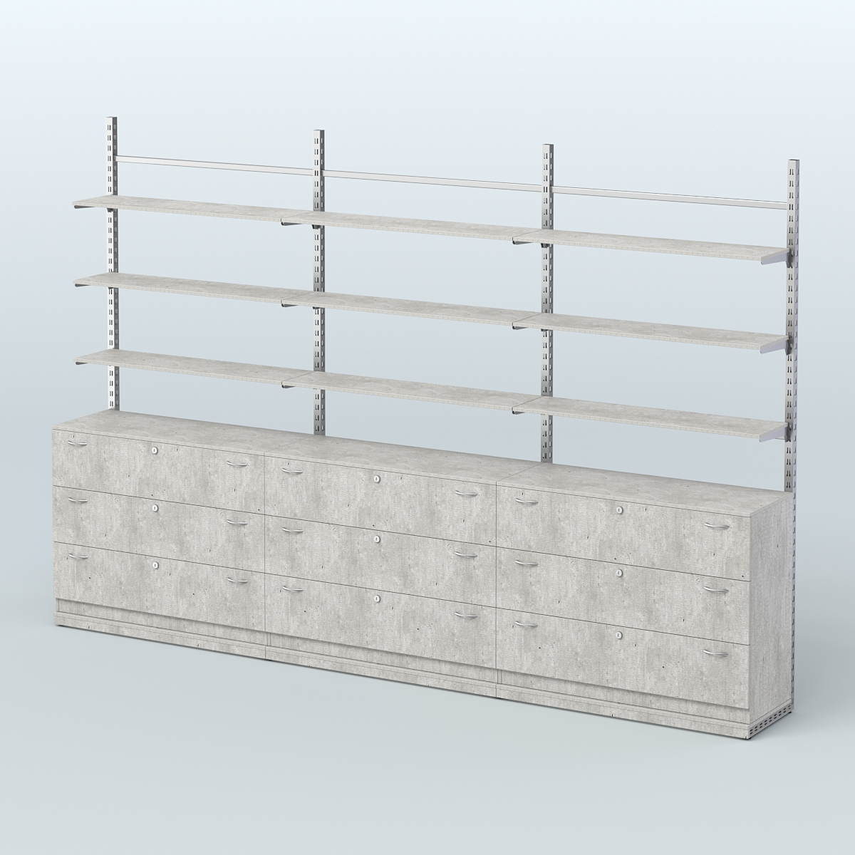 Система ЭЛЕГАНТ пристенная без ДСП №7 с тумбами Т-13 (3600 мм) Метрополитан Грей